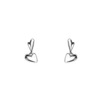 High Polished Double Heart Stud Earrings in Sterling Silver