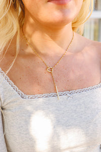 18K Gold Stainless Steel Heart Lariat Necklace