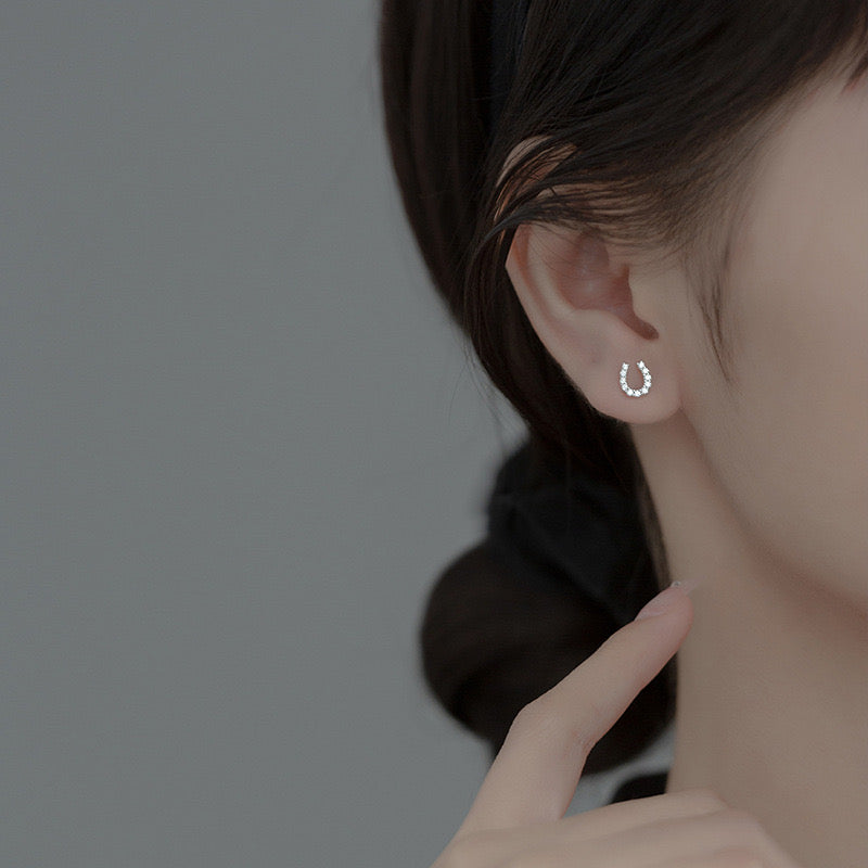 Sterling Silver Mini Horseshoe Stud Earrings