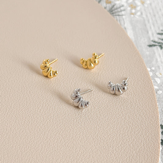 Gold Plated Sterling Silver Croissant Stud Earrings