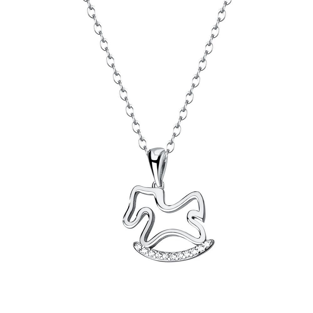 Sterling Silver Rocking Horse Pendant Necklace