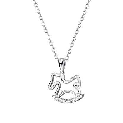 Sterling Silver Rocking Horse Pendant Necklace