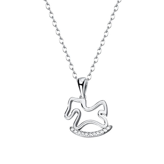 Sterling Silver Rocking Horse Pendant Necklace