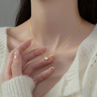 Sterling Silver Round Classic Solitaire Necklace