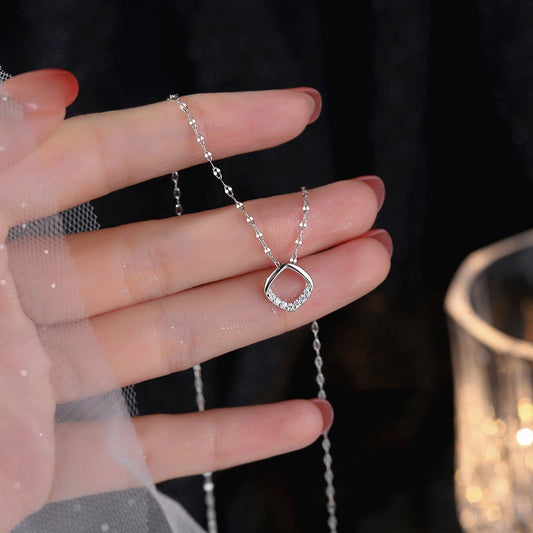 Cubic Zirconia Geometric Square Necklace