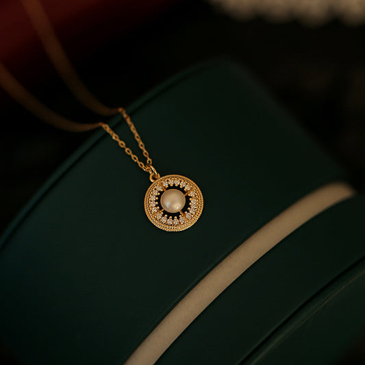 Sterling Silver Classic Round Pearl Pendant Necklace