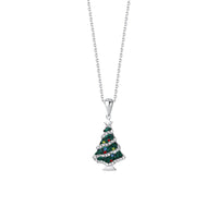 Sterling Silver Enamel Christmas Tree Necklace