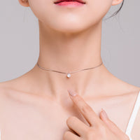 Sterling Silver Solitaire Choker Necklace