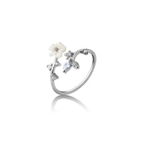 Sterling Silver Shell Flower Adjustable Ring