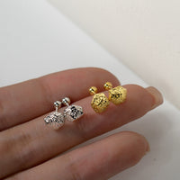 Sterling Silver Irregular Geometry Bead Stud Earrings