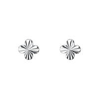 Diamond Cut Silver Lucky Clover Stud Earrings