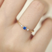 Gold Plated Sterling Silver Created Blue Sapphire Ring