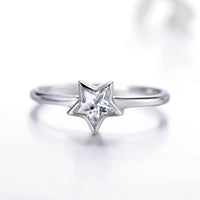 Sterling Silver Cubic Zirconia Star Shaped Ring