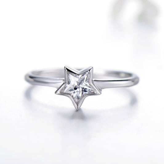 Sterling Silver Cubic Zirconia Star Shaped Ring