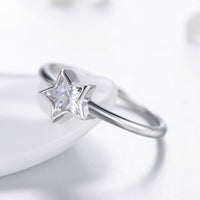 Sterling Silver Cubic Zirconia Star Shaped Ring