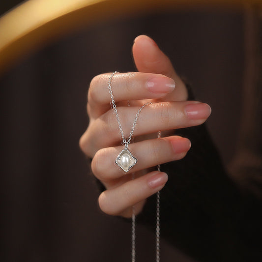Sterling Silver Freshwater Pearl Irregular Pendant Necklace