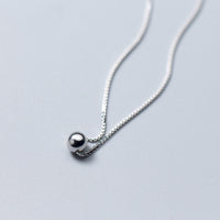 Sterling Silver Box Chain Bead Choker Necklace