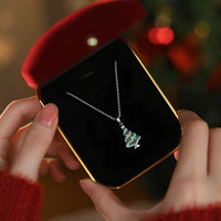 Sterling Silver Enamel Christmas Tree Necklace