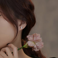 Diamond Cut Silver Lucky Clover Stud Earrings