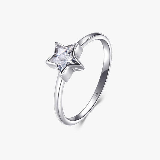 Sterling Silver Cubic Zirconia Star Shaped Ring
