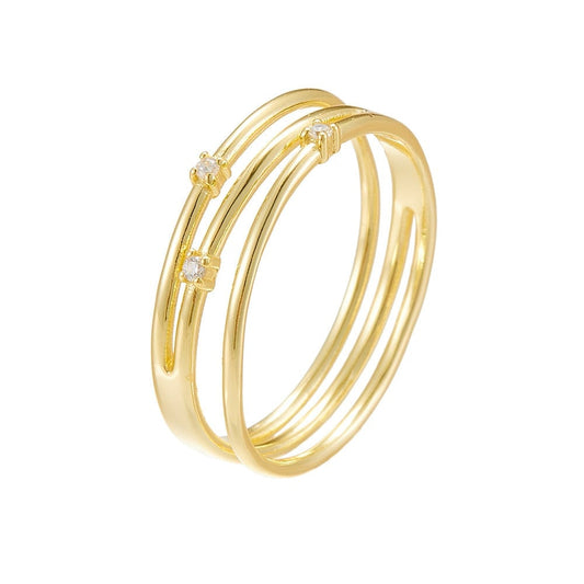 Sterling Silver Cubic Zirconia Intertwined Bands Ring