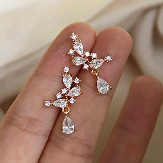 Sterling Silver Cubic Zirconia Dangle Earrings
