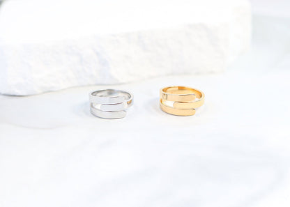 18K Gold PVD 3-Name Wrap Ring