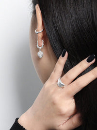 Cubic Zirconia Heart Drop Earrings