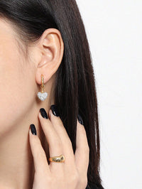 Cubic Zirconia Heart Drop Earrings