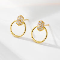 Gold Plated Sterling Silver Modern Circle Stud Earrings