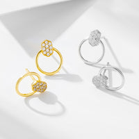 Gold Plated Sterling Silver Modern Circle Stud Earrings