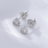 Sterling Silver Cubic Zirconia Triangle Stud Earrings