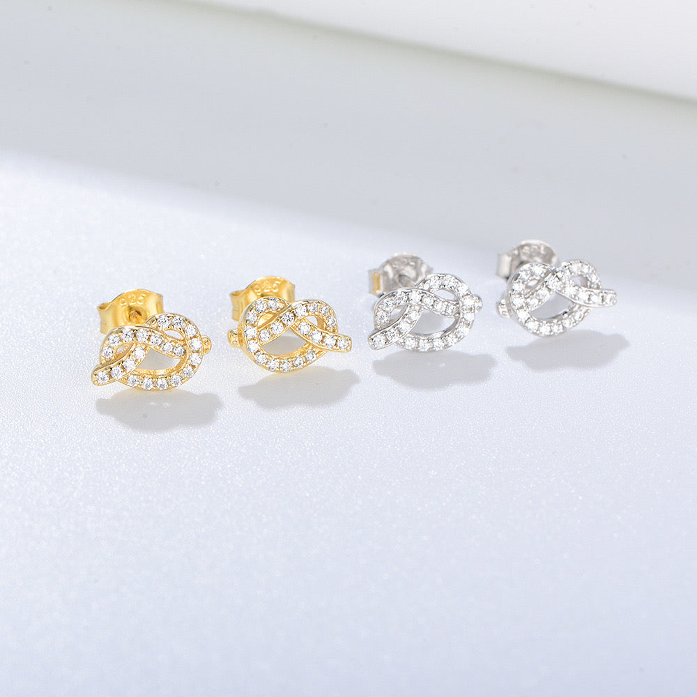 Sterling Silver Love Knot Stud Earrings