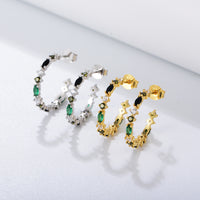 Gold Plated Silver Multicolor C Shape Hoop Earrings
