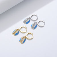 Gold Plated Sterling Silver Blue Enamel Sea Snail Earrings