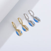 Gold Plated Sterling Silver Blue Enamel Sea Snail Earrings