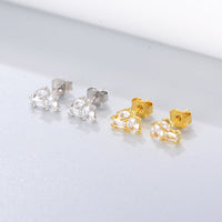 Gold Plated Sterling Silver Irregular Cubic Zirconia Stud Earrings
