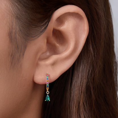 Sterling Silver Green Drop Earrings