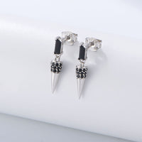 Gold Plated Sterling Silver Black Cone Drop Earrings