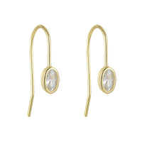 Sterling Silver Oval Ear Hook Earrings