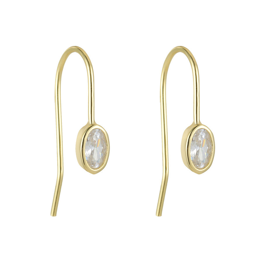 Sterling Silver Oval Ear Hook Earrings