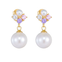 Colorful Shell Pearl Earrings in Sterling Silver