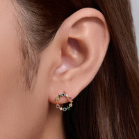 Sterling Silver Colorful Rainbow Circles Stud Earrings