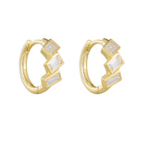 Sterling Silver Baguette Small Hoop Earrings
