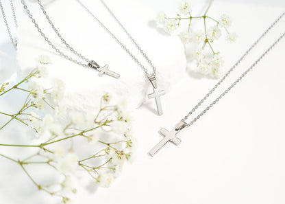 18K Gold PVD Stainless Steel Engravable Cross Necklace