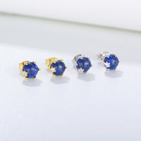 Gold Plated Sterling Silver Star Natural Lazurite Stud Earrings