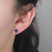 Gold Plated Sterling Silver Star Natural Lazurite Stud Earrings