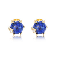 Gold Plated Sterling Silver Star Natural Lazurite Stud Earrings