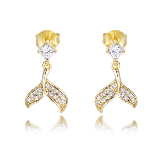Sterling Silver Mermaid Earrings with Cubic Zirconia