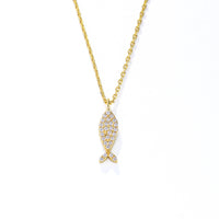 Gold Lucky Fish Pendant Necklace